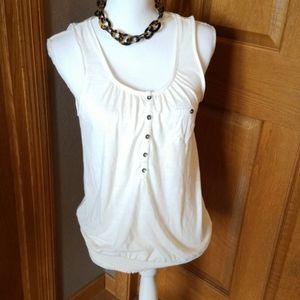 sleeveless top, ivory, sz  M